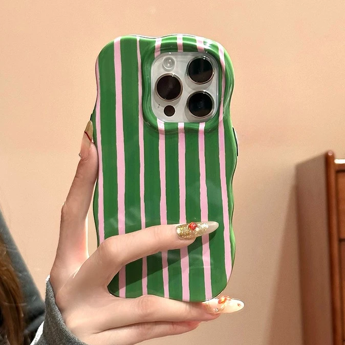 Vibrant Striped Glossy Wave Dual-Color Phone Case