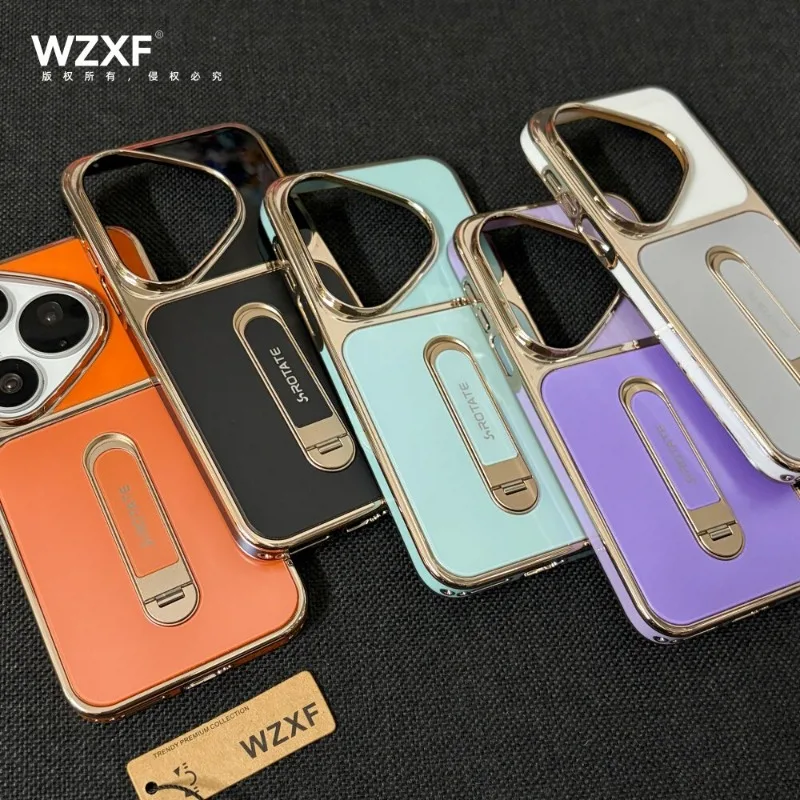 Electroplated PC Frame Lightweight Hard Case with Phone Holder and Non-Slip Design
