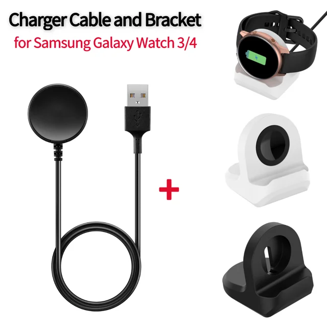 Compatible avec le chargeur de montre Samsung compatible avec le support de chargeur  Galaxy Watch 4/Galaxy Watch 4 Classic/Galaxy Watch 3/Galaxy Watch Active  (40 ~ 46 mm) -[Noir] [Câble de charge non