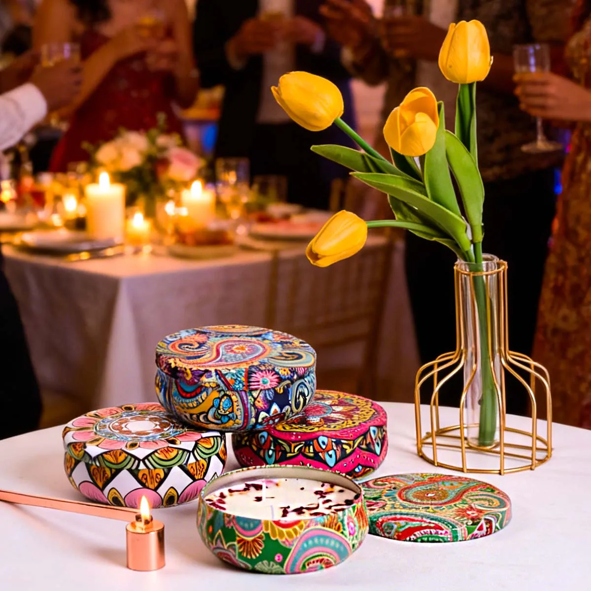 Luxurious Scented Candle Tin with Arabian Pattern - Romantic Fragrance Gift