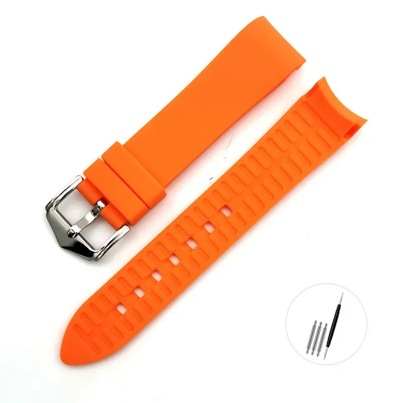 Silicone Strap with Curved Ends for Sport Watches - Replacement Wrist Band Accessory