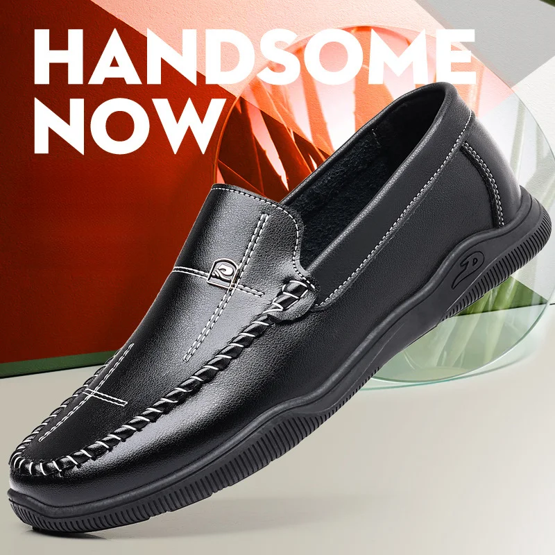 Herresko myk såle rund hode hånd slip-on loafers herre single sko casual lave topp_voghion.com