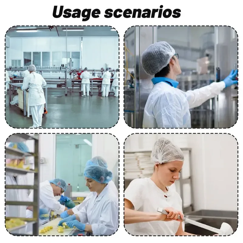 Disposable Hair Cap 100-50pcs Non Woven Fabric Head Cover Disposable Stretch Net Hair Hat Bouffant Caps Cooking Dust Strip Hat For Kitchen Bathroom