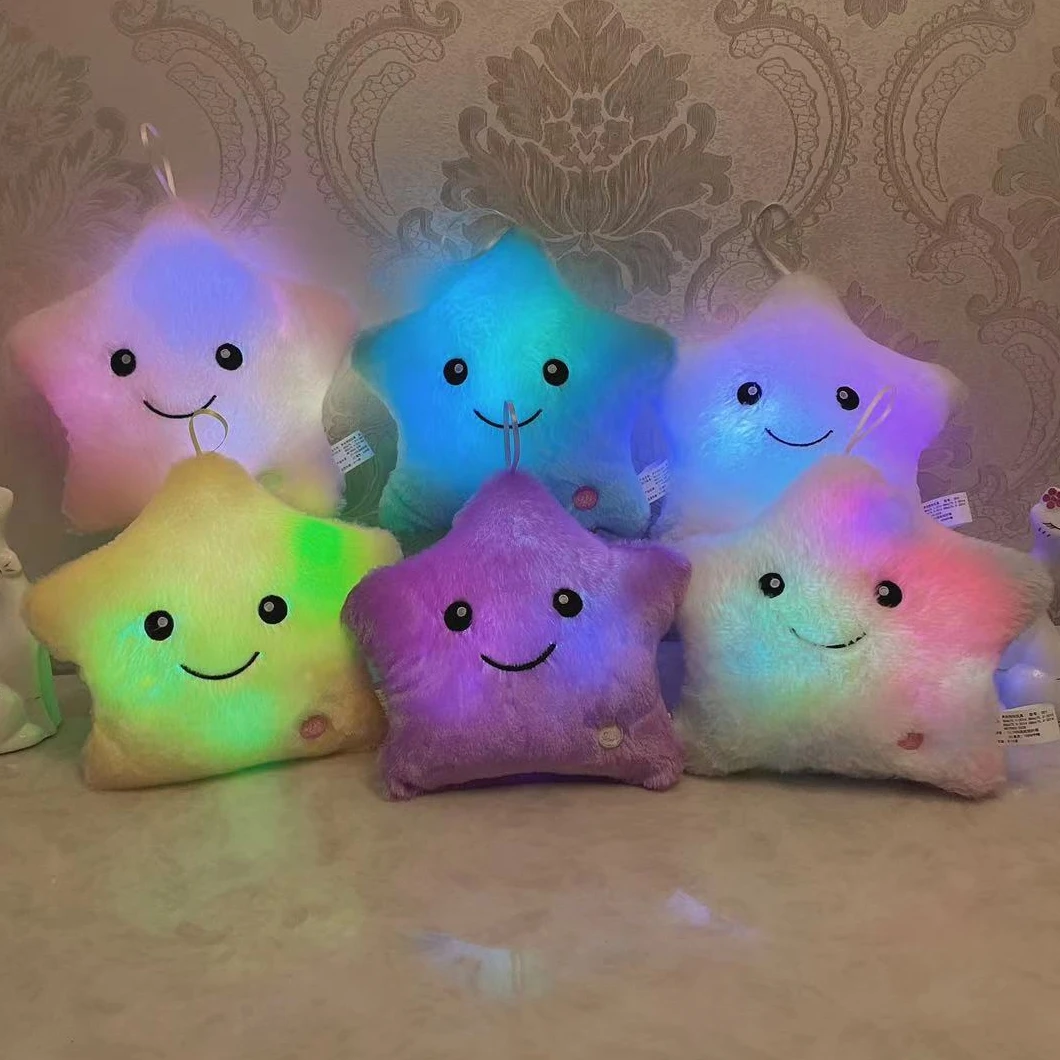 Creative Toy Luminous Pillow Soft Stuffed Plush Glowing Colorful Stars