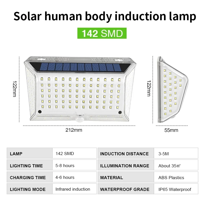 Outdoor Solar Lights 90/142 LED 3 Modes IP65 Waterproof 270°Motion Sensor Solar Lights Solar Powered Wall Lamp for Yard Garage solar garden lanterns