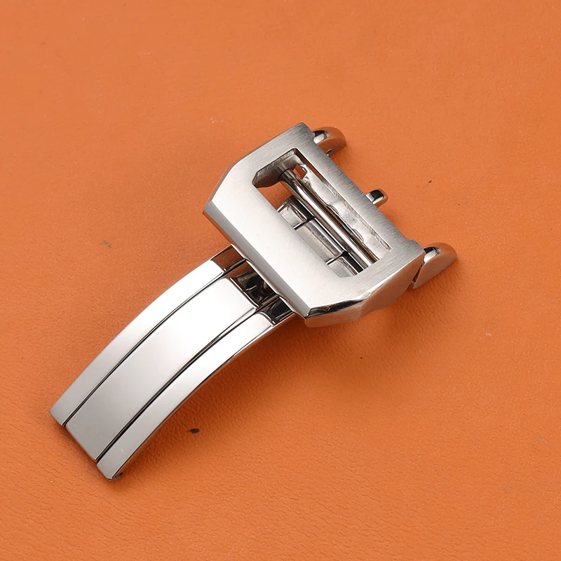 18mm Stainless Steel Folding Clasp for IWC Pilot Mark Portuguese PORTOFINO Little Prince Rubber Leather Strap Deployment Buckle