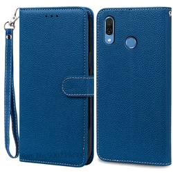 Leather Wallet Case for Huawei Honor Play - Elegant and Durable Protection (Navy blue - Strap)