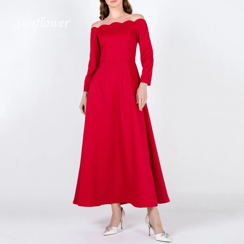 

Sunflower Red Sweetheart Crepe A-LINE 2024 High Quality Slim Ocassion Gown Ankle-Length Formal Evening Dress