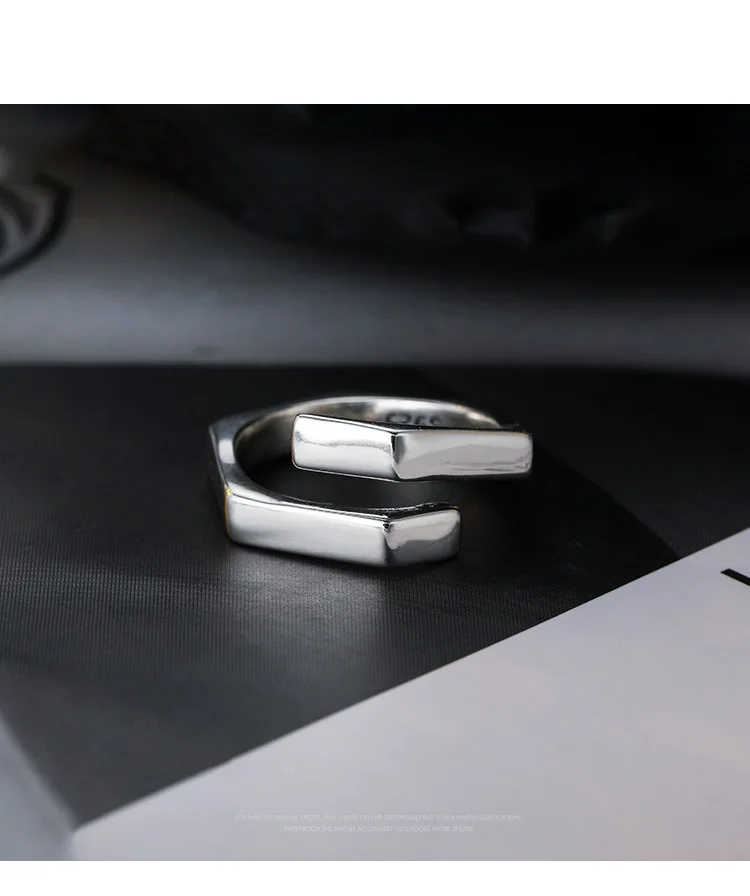 Einfache, geometrische, verstellbare Ringe aus 925er-Sterlingsilber für Damen, stapelbar, Designer-Schmuckzubehör, verhindert Allergien – Detail 6