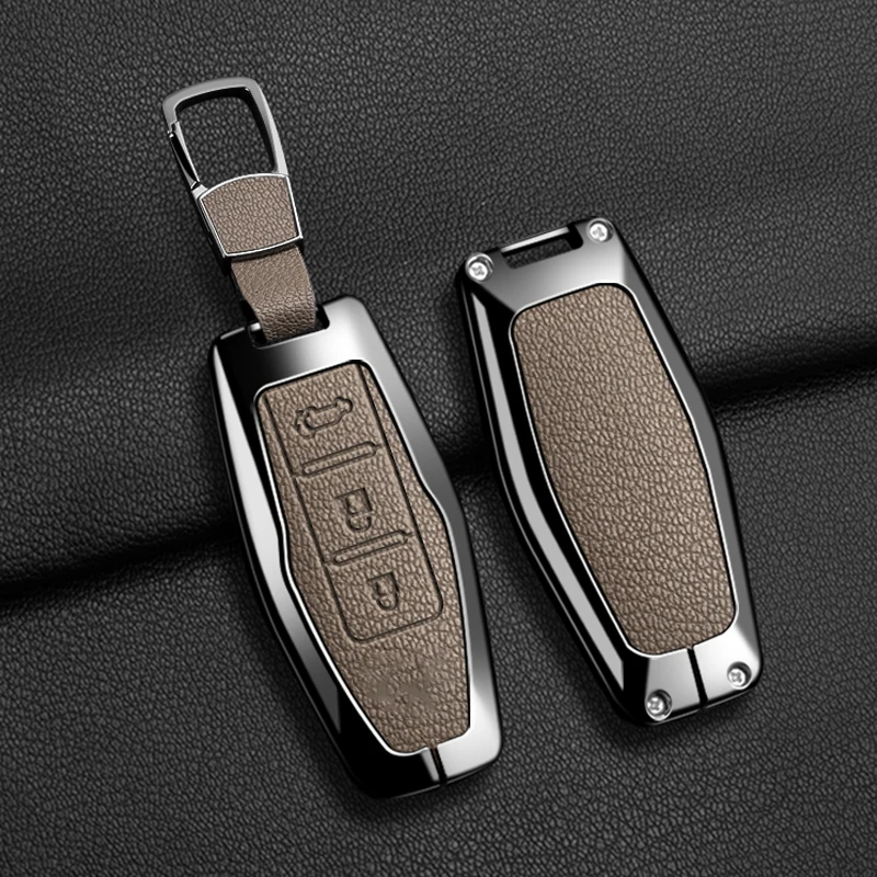Leather Car Key Cover Smart Remote Control Fobs Shell Protector Case Auto Accessory For Mitsubishi Outlander EK Series 2021 2022 - 34 - View #2