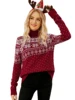 Women s Christmas Snowflake Knitted Sweater Long Sleeve High-neck Print Christmas Pullover Knitwear 1