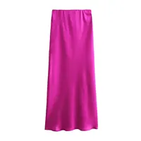 2024 New Women's European And American Style Fashion Silk Satin Texture High Waist Skirt Street Style Elegant Mid-length Skirt - Image 3