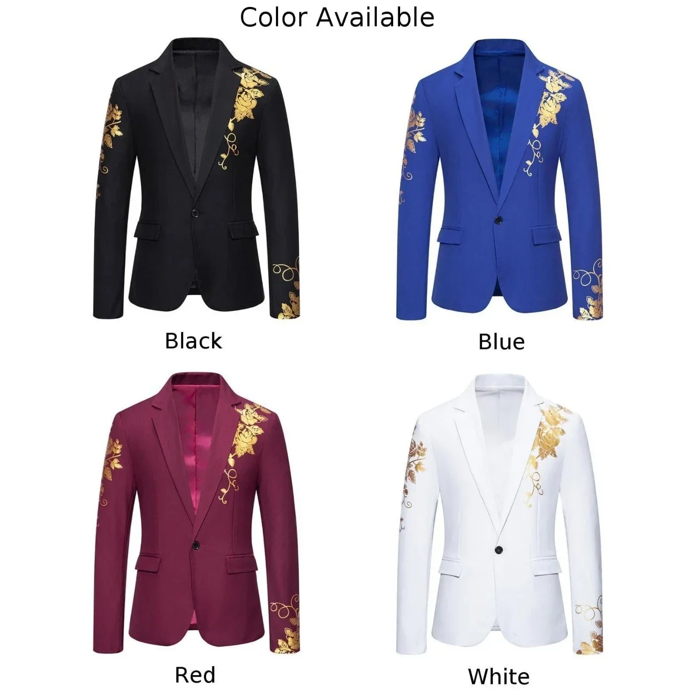 Blazer Men's Fashion Business Gentleman Business Paisley Gold Stamping Print English Style Wedding Casual Hosting Banquet Suit