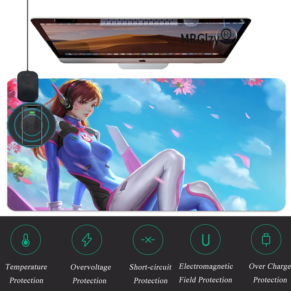 

MRGLZY with Mobile Phone Wireless Charger Anime Carpet Mouse Pad Large Sexy Gaming Gaming Pad Custom Desktop Keyboard Mouse Pad