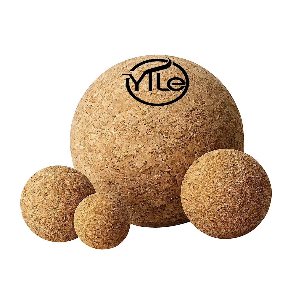 High density natural eco friendly yoga cork set roller lacrosse massage ball peanut for massage