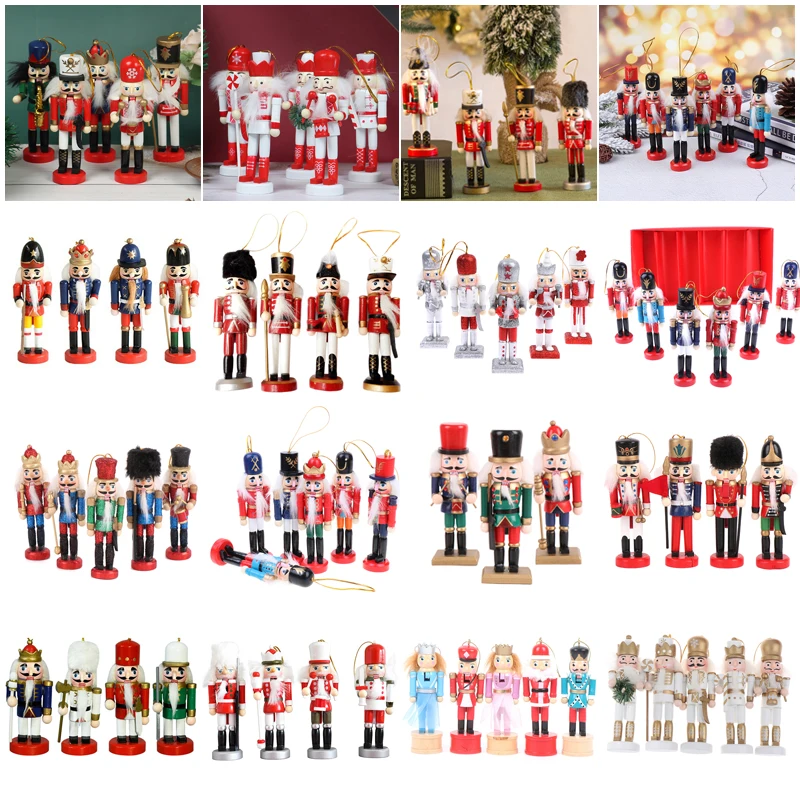 Christmas Decorations Nutcracker Soldier Christmas Tree Ornaments Navidad Wooden Toys For Kids New Year Decorations 12-15cm