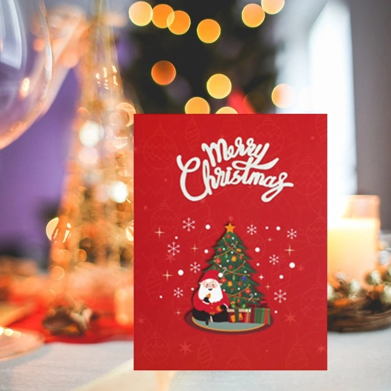 3D Popup Christmas Greeting Card with Light and Music Invitation Postcard Festives Holiday Card for Family and Friend
