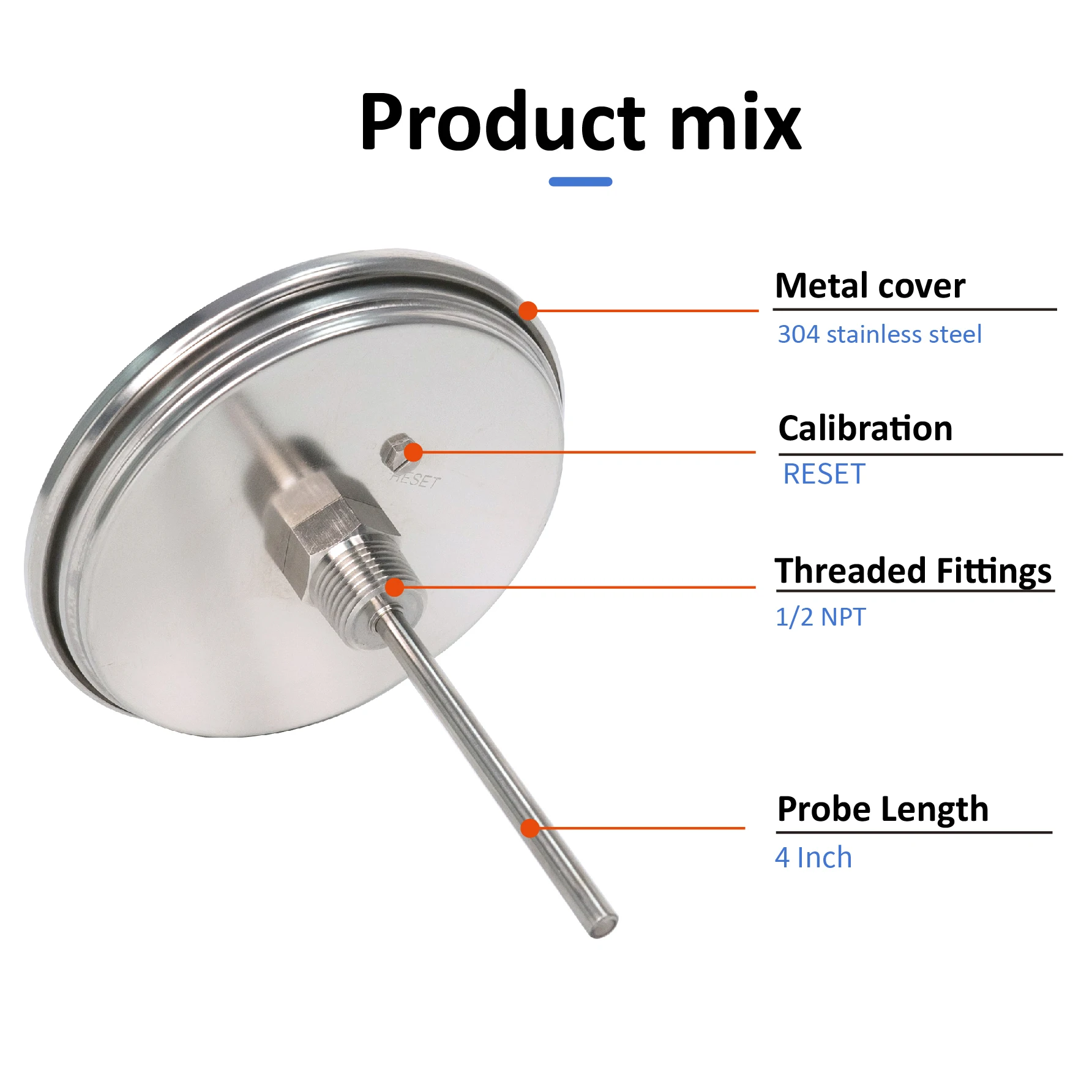 Stainless Steel Dial Bimetal Probe Thermometer Household Boiler Brewing Distilled Water Alcohol Thermometer Accessories 5