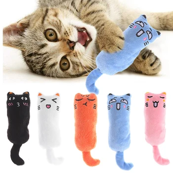 Simpatici giocattoli per gatti Divertenti giocattoli interattivi per gatti in peluche Mini digrignamento dei denti Giocattoli con erba gatta Gattino da masticare Giocattolo stridulo Accessori per animali domestici