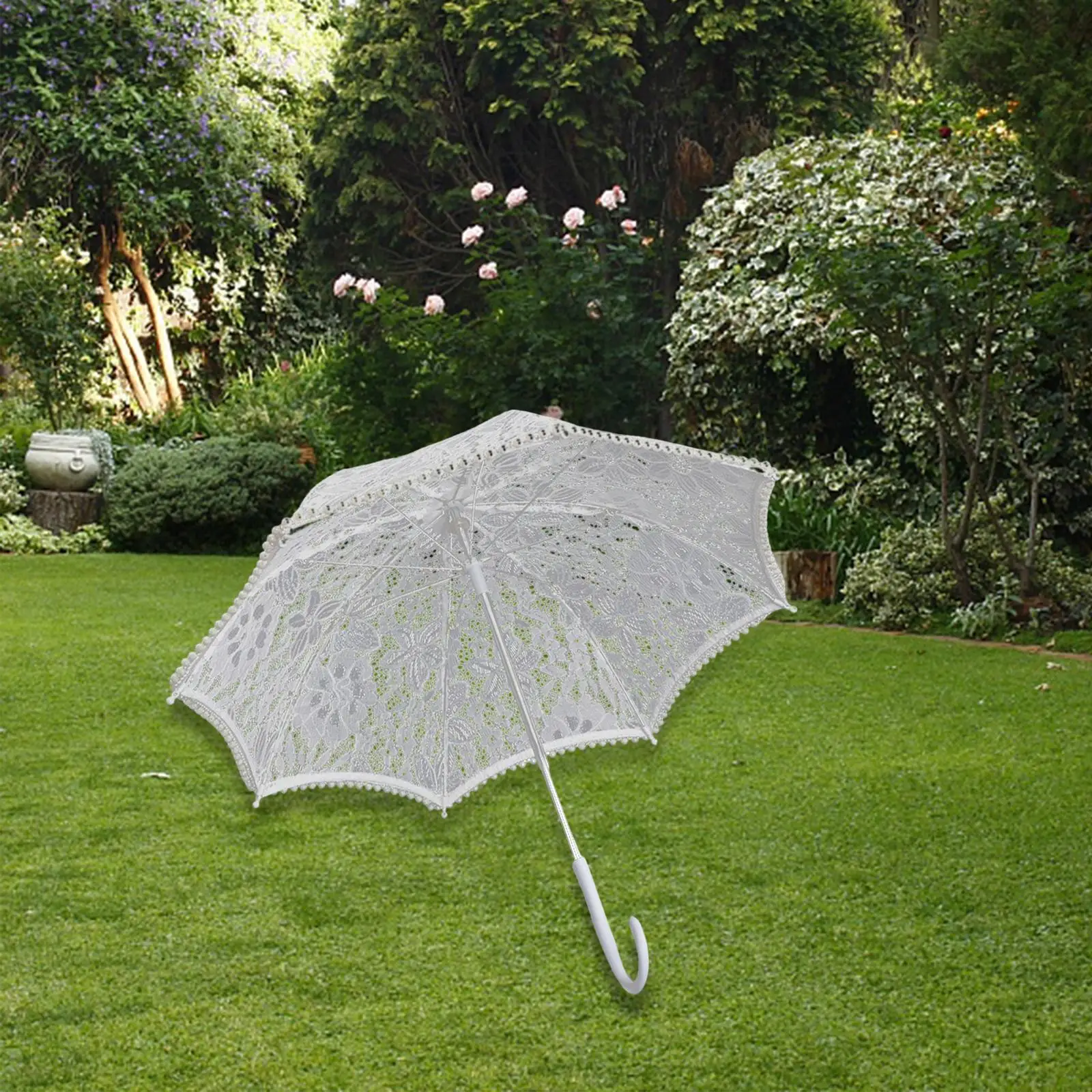 Lace Umbrella White Handmade Party Decoration Parasol for Photography Prop Party
