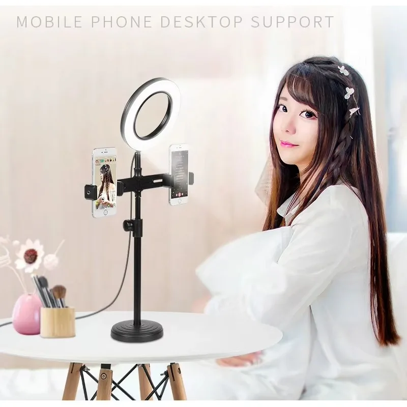 3개의 전화기 카메라 LED 사진 장비 라이브 스트리밍용 셀카 링 라이트