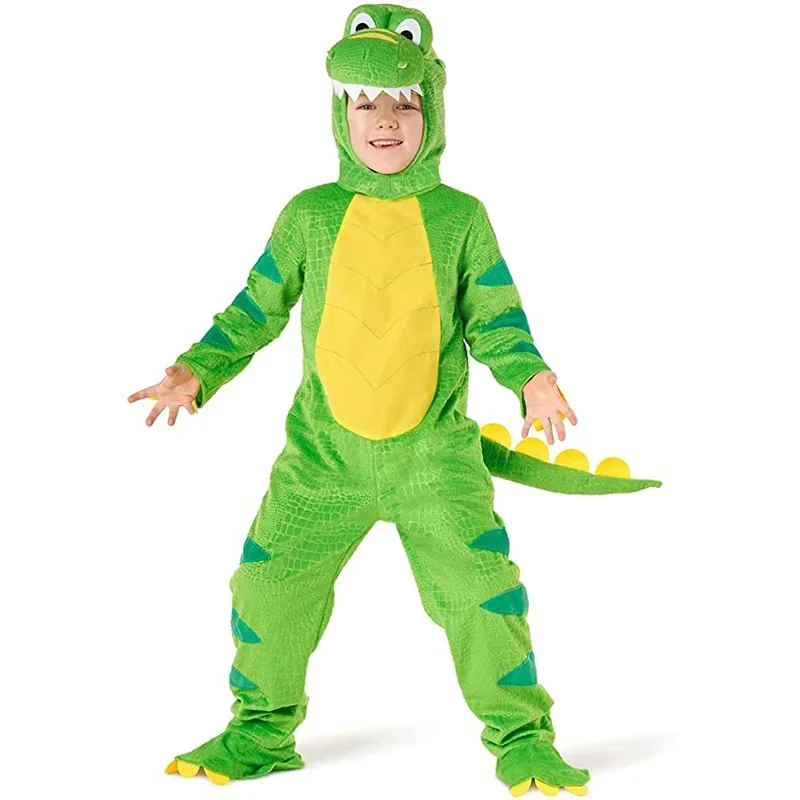 

2024 New Arrival Kid Tyrannosaurus Jumpsuit Boy Green Dinosaur T-Rex Costume