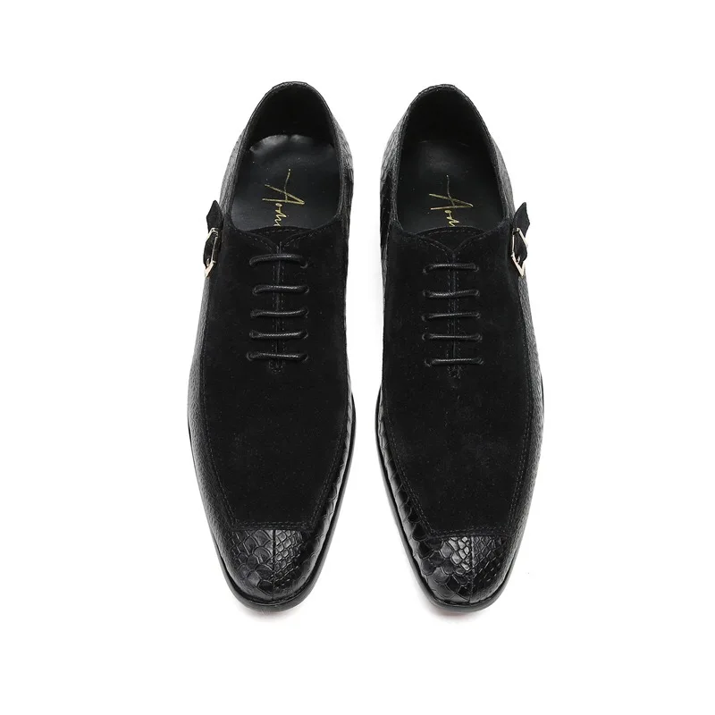 Luxury Men Oxford Shoes Lace up Toe Black Formal Men Shoes  display picture 1