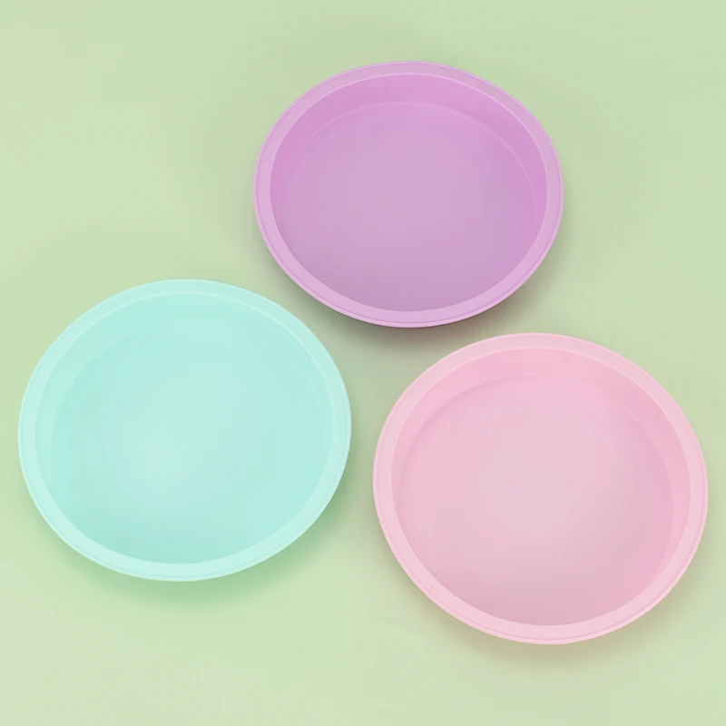 SILIVO Siliconen bakvorm 24 cm rond, 2 stuks taartvorm 24 cm rond, anti-aanbaklaag siliconen vorm voor kaascake, siliconen vormen bakken cake