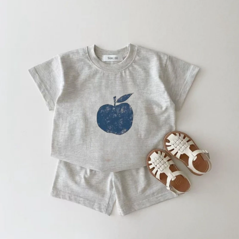 Summer Baby Boy Cotton Clothes Set Kid Girls Fruit Printed T-shirts and Shorts 2 Pieces Suit Children Short Sleeve Tracksuits
