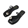 2024 women's new toe clamped slippers for women's summer outdoor wear metal buckle flat bottomed beach sandals 4