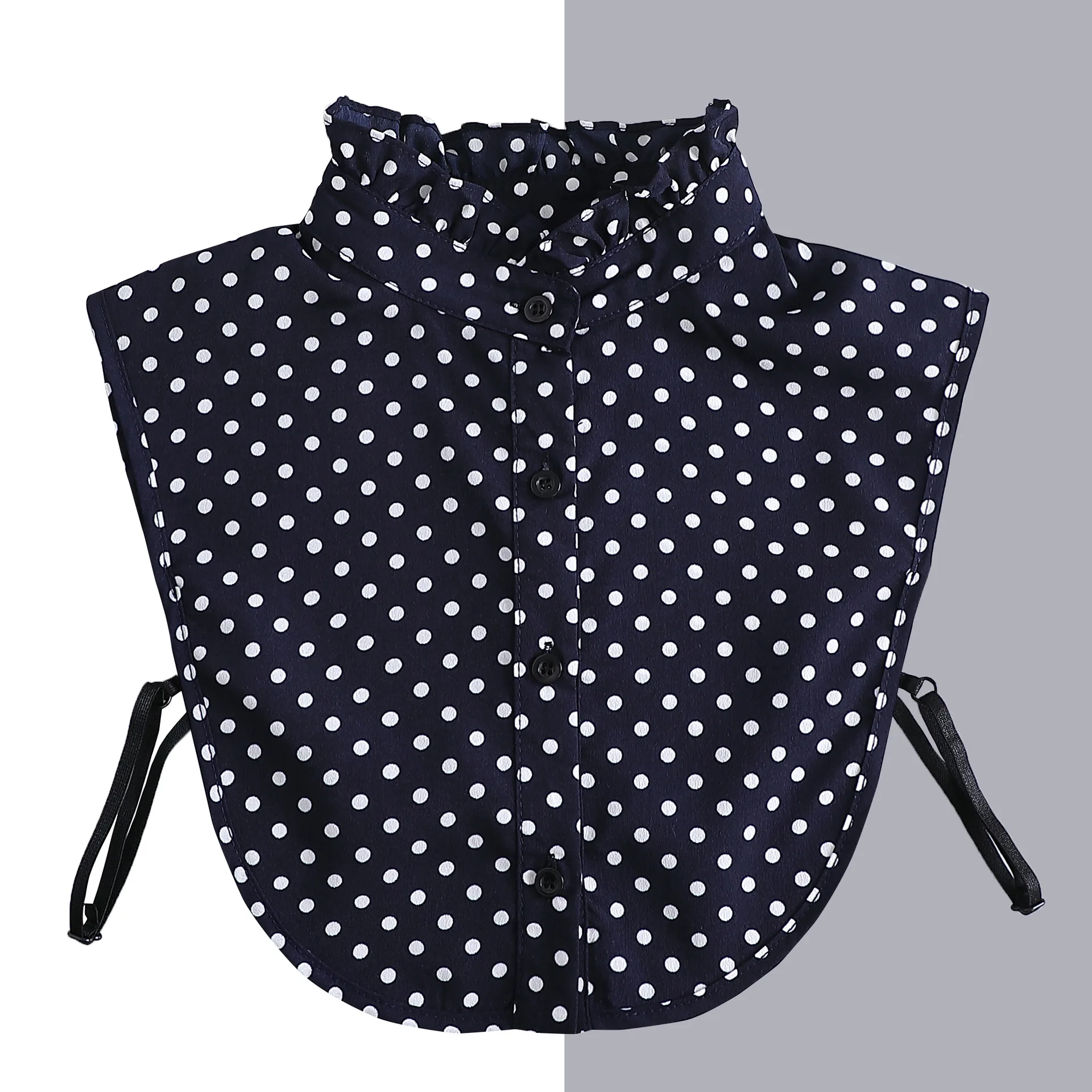 Cotton Front Tie for Women Polka Dots Fake Collar Detachable Shirt Lapel Decor
