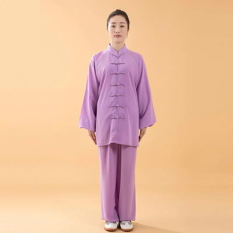 Women Cotton Silk Tai Chi Suit Chinese Style Kung Fu Wushu Martial Arts Uniform Performance Jacket Pants Yaga Exercise Clothing