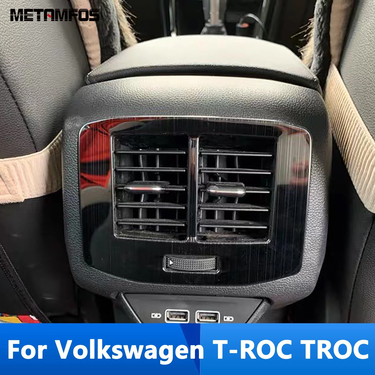 For Volkswagen T-Roc Troc 2017-2021 2022 Storage Armrest Box Rear Seat Ac Air Vent Outlet Cover Trim Accessories Car Styling