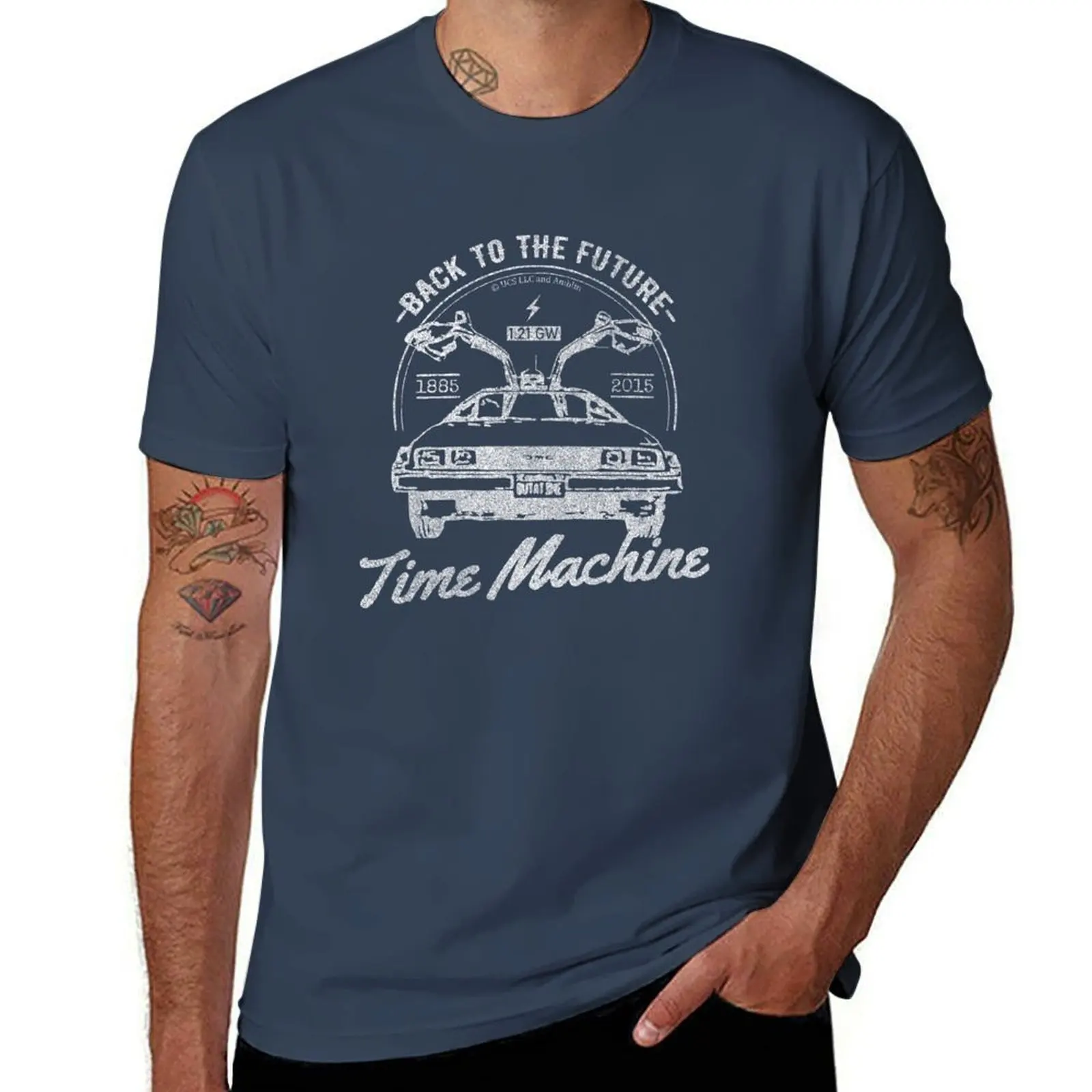 Back To The Future Time Machine Retro Vintage Logo (W) T-Shirt Customizeds Graphics Men T Shirt