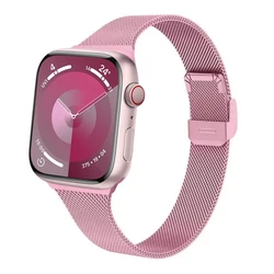 Elegant Slim Metal Milanese Watch Strap Bracelet for Ultra 3 - 2 - 1 49mm (Pink)