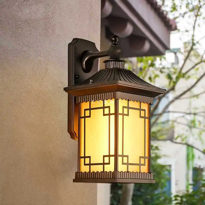 

YA8O Solar Outdoor Wall Lamp Waterproof Garden Light Chinese Style Door Balcony Outdoor Retro Door Post Light Outside Villa