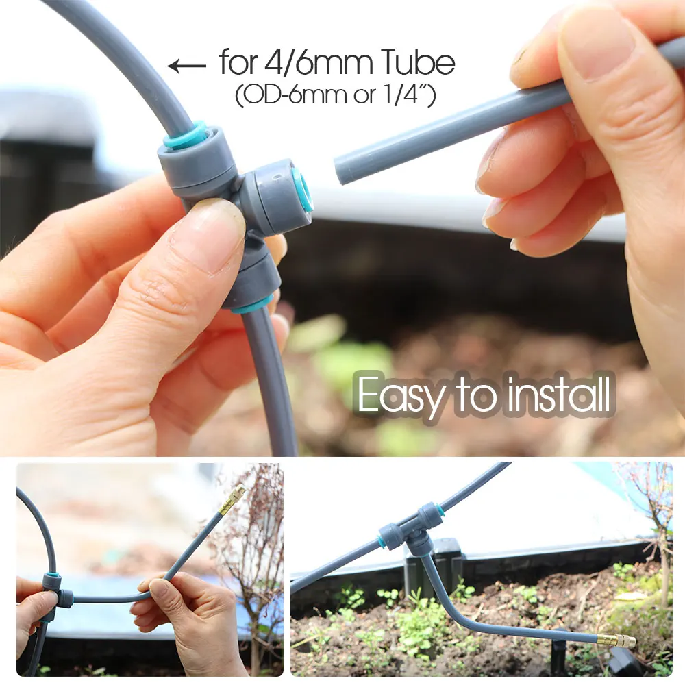 Bendable nozzles for garden misting system