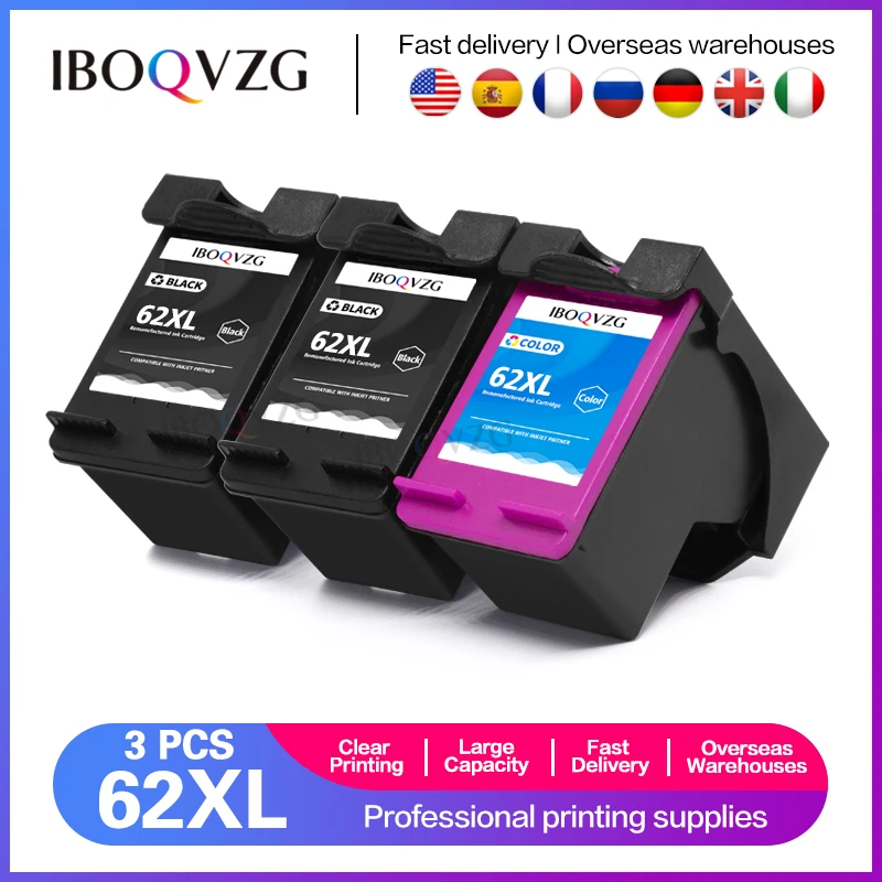 Iboqvzg Compatibile Per 62Xl Cartuccia Di Inchiostro Per Hp 62 Per Hp 62 5640 5660 7640 5540 5544 5545 5546 5548 Officejet 5740 5741 5742