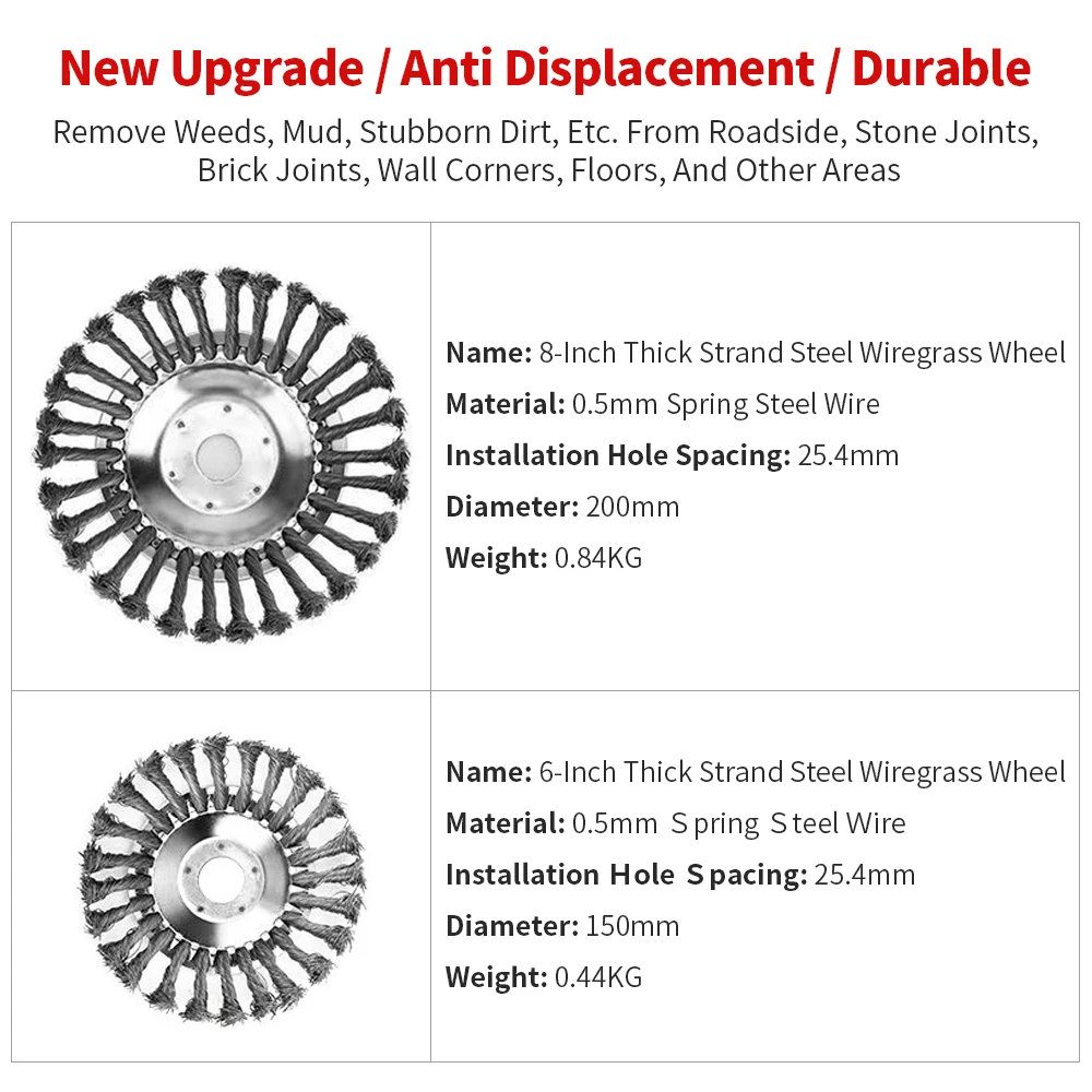 Lawn Mower Weeding Disc 8 Inch Wire Weeding Wheel 6 Inch Garden Tool Lawn Mower Accessories Twisted Wire Disc Type Wire Wheel 5