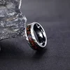 Somen 8mm Tungsten Wedding Rings For Men Dinosaur Bone Metal Slag Inlaid Hammered Edge Engagement Men's ring Fashion Jewelry 4
