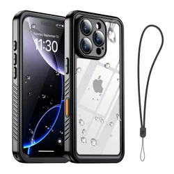 Ultimate IP68 Waterproof Shockproof Phone Case - Solid Color Protective Cover - iPhone 15 Plus (Black)