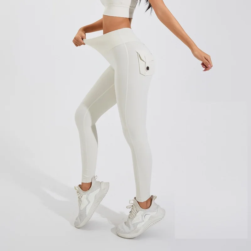 Solid Color Sexy Soft Women Yoga Legging Hight Waist Sport Pant Comprehensive Training Jog Wholesal Booty Scrunch Tooling Pocket