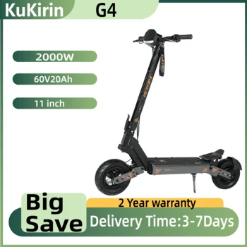 KuKirin G4 Scooter elettrico per adulti Motore da 2000 W Pneumatico fuoristrada da 11 pollici Escooter per tutti i terreni Batteria 60V20Ah E-Scooter pieghevole