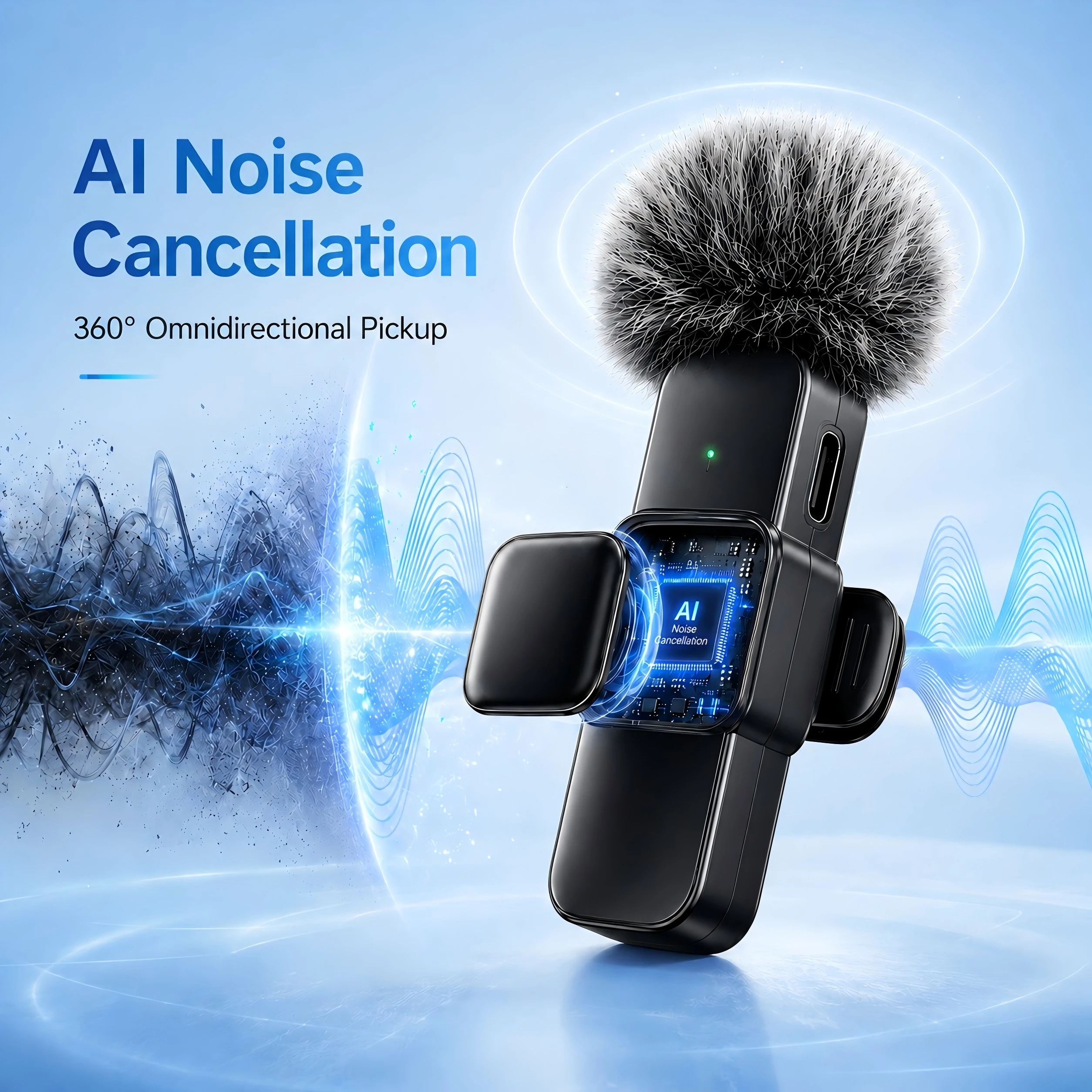 Wireless Lapel Microphone, Type-C Interface, Noise Reduction, Plug and Play, Suitable for Video Recording, Interviews, Live Stre