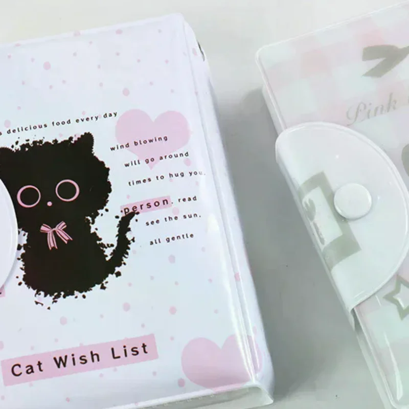 3 Inch Photo Album 32 Pockets Fork Black Cat Style ID Card Kpop Idol Photo Card Holder Storage Collect Book