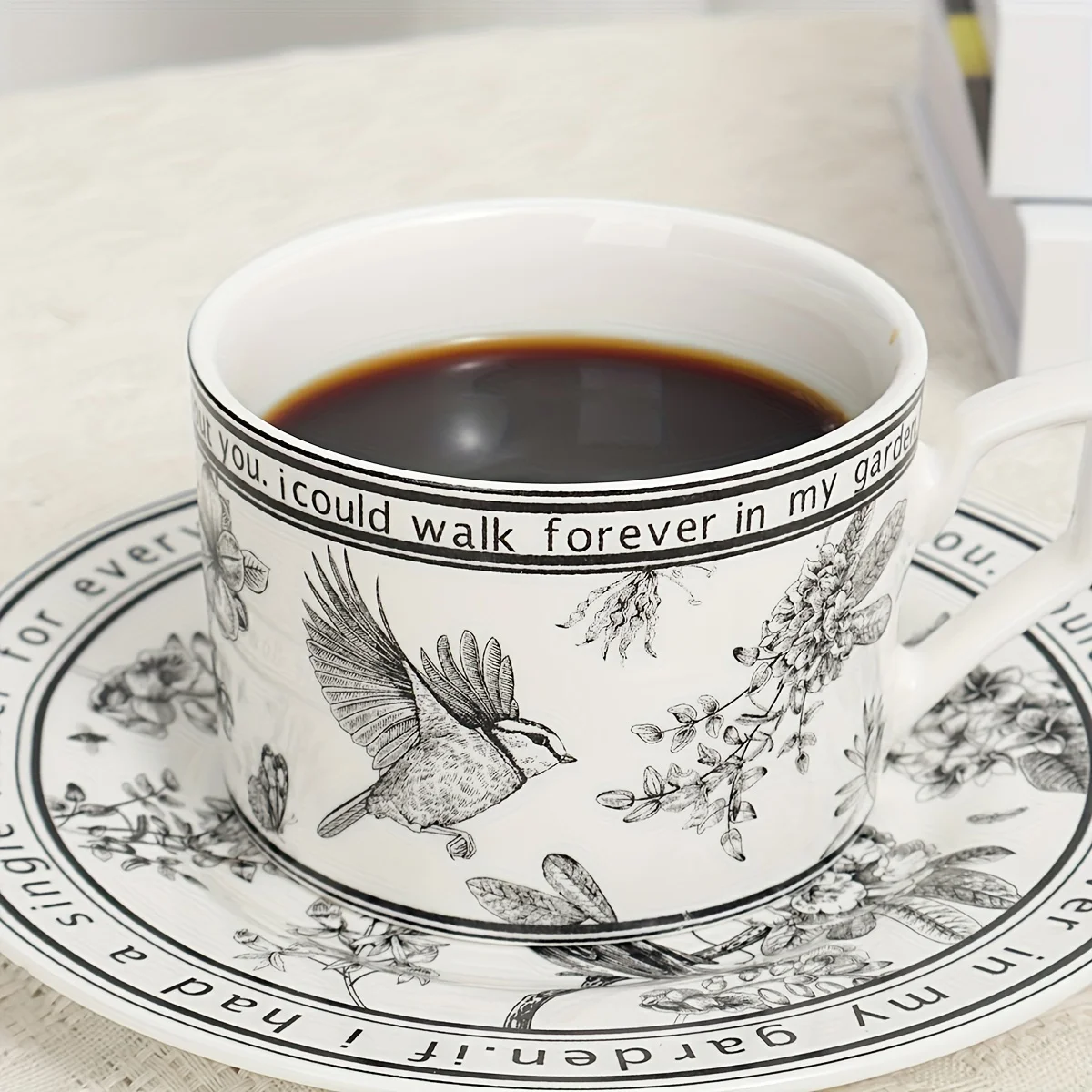 1 set Tea Cups and Saucers, Cappuccino Cups, Coffee Cups, White Tea Cup Set, British Coffee Cups, Porcelain Tea Set, Latte Cups