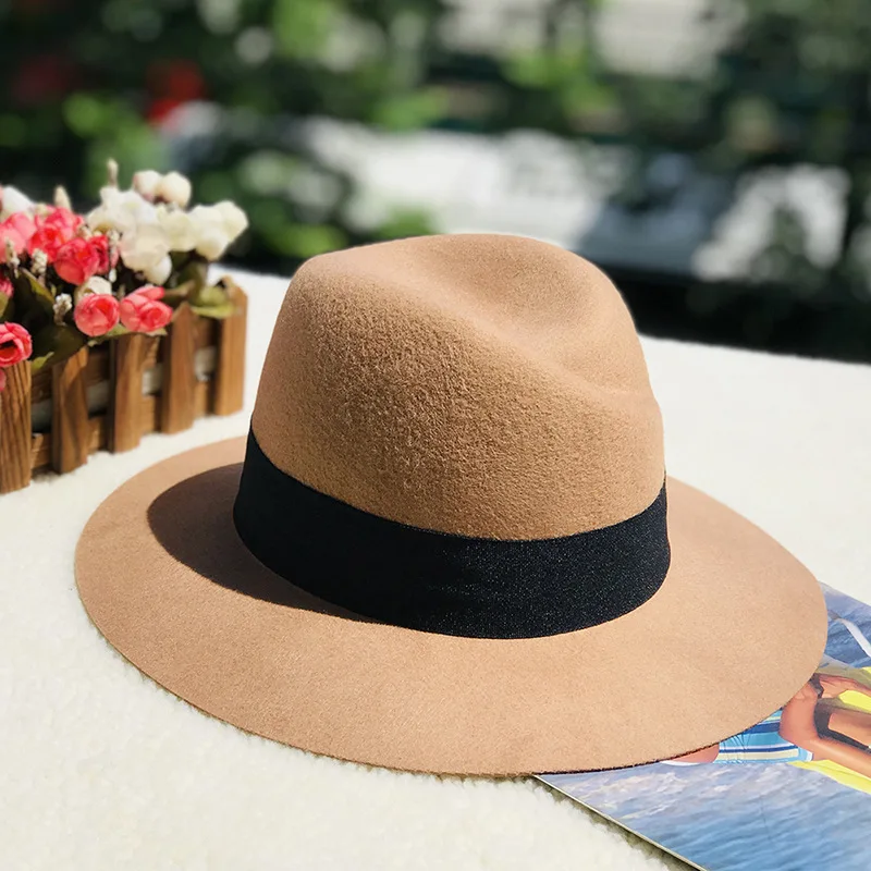 Damenhut mit breiter Krempe, australische Wolle, warmer Fedora-Hut, Damen-Panama-Cloche-Hut, Floppy-Band, Hochzeitskleid, Derby-Kirchenhüte – Detail 7