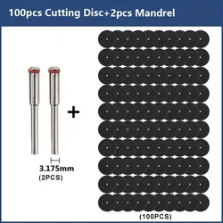Precision Metal Cutting Abrasive Disc with Mandrels - Rotary Tool Saw Blade Accessory (100pcs 2pcs Shank)