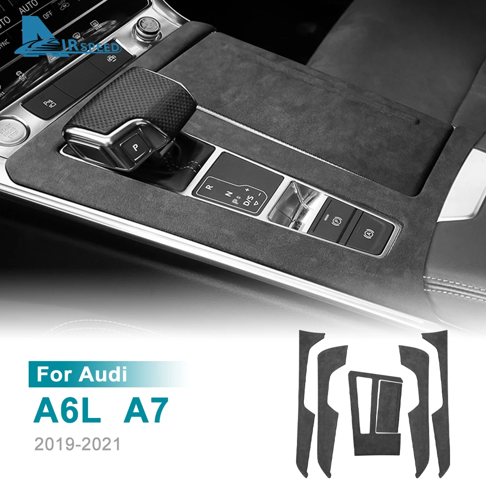 

for Audi A6 A7 2019 2020 2021 Car Center Console Gear Shift Frame Sticker Door Panel Italian Premium Suede Trim LHD Accessories