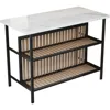 Kitchen Island with Seating & Storage Shelf, Faux Marble Island Table for Kitchen, Modern Bar Table and Chairs Set for 2,Dining 4